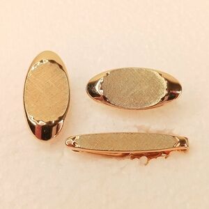 SWANK Cufflinks Tie Bar / Clip Vintage Classic Brushed Pattern Gold "Swoosh"